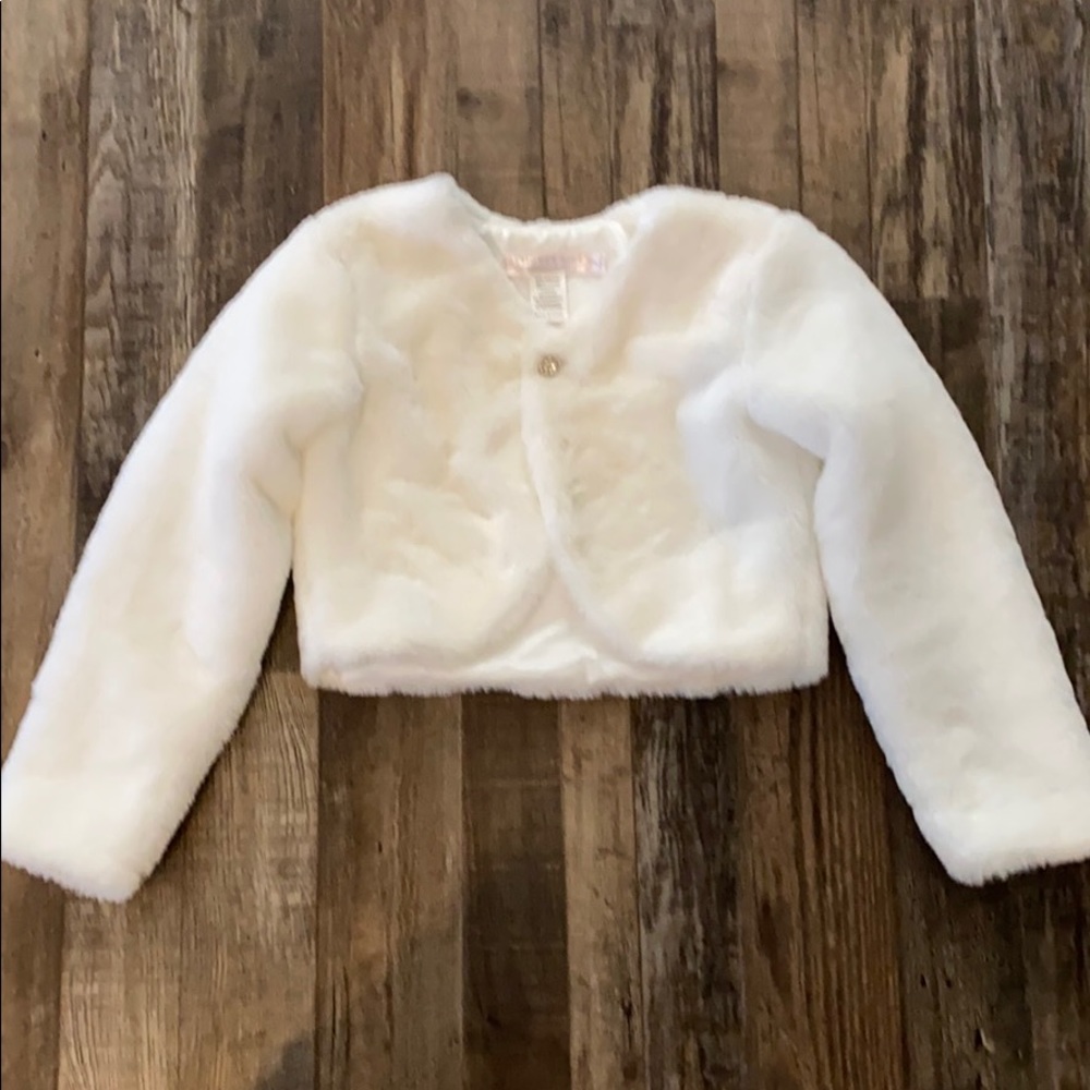 Designer Kidz Ivory Faux Fur Jacket size 7